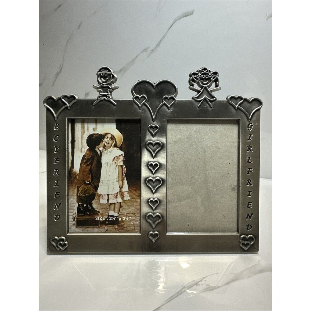 Pewter Boyfriend Girlfriend Picture Frame 2.5” x 3.5”